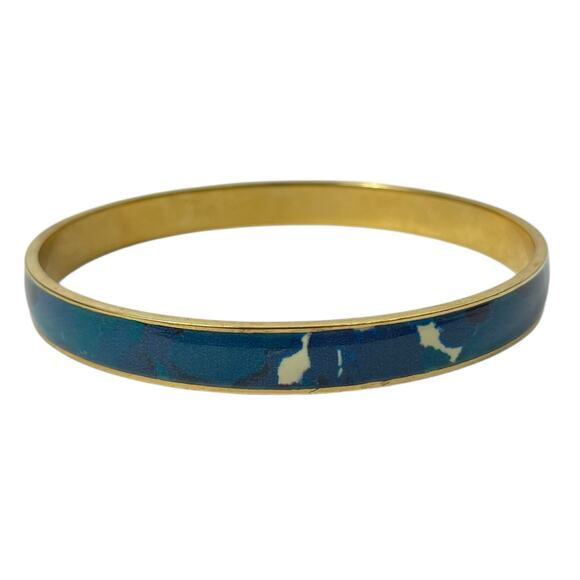 J. Crew Gold and Enamel Bangle Bracelet Blue - Picture 4 of 5